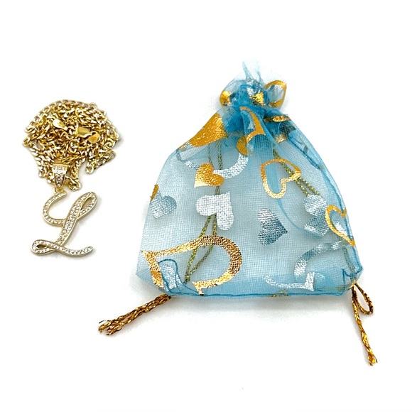 18K Gold Plated over 925 Solid Sterling Silver "L" Letter Necklace - Picture 8 of 9